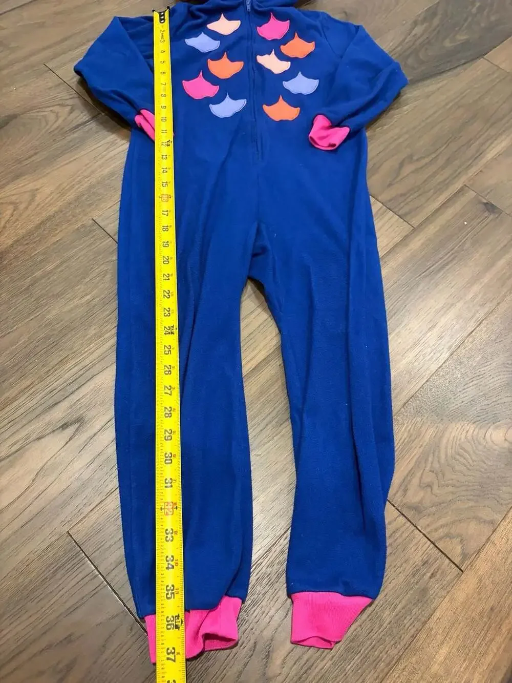 Cat & Jack Girls Blue Owl Hooded Fleece One Piece Pajamas Size S 6/6X